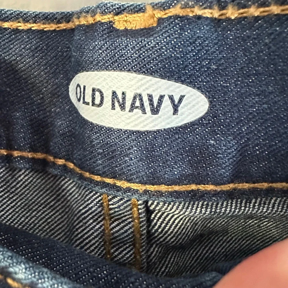 Old Navy Girl's Dark Wash Adjustable Waist Cuffed Jean Shorts SZ 8‎